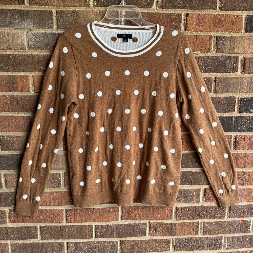 J Crew Brown Polka Dot Sweater